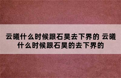 云曦什么时候跟石昊去下界的 云曦什么时候跟石昊的去下界的